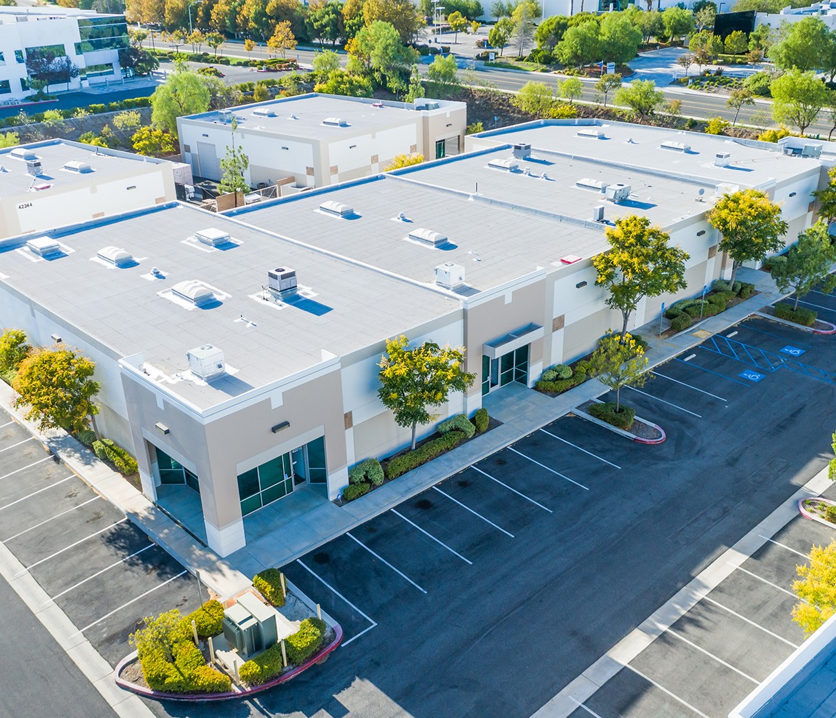 Aerial View Of Industrial Commerce Office Buildings